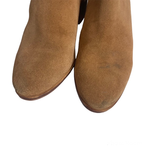 Lulus x Matisse Pacey Tan Suede Leather Cutout Ankle Booties 7M - Picture 3 of 10